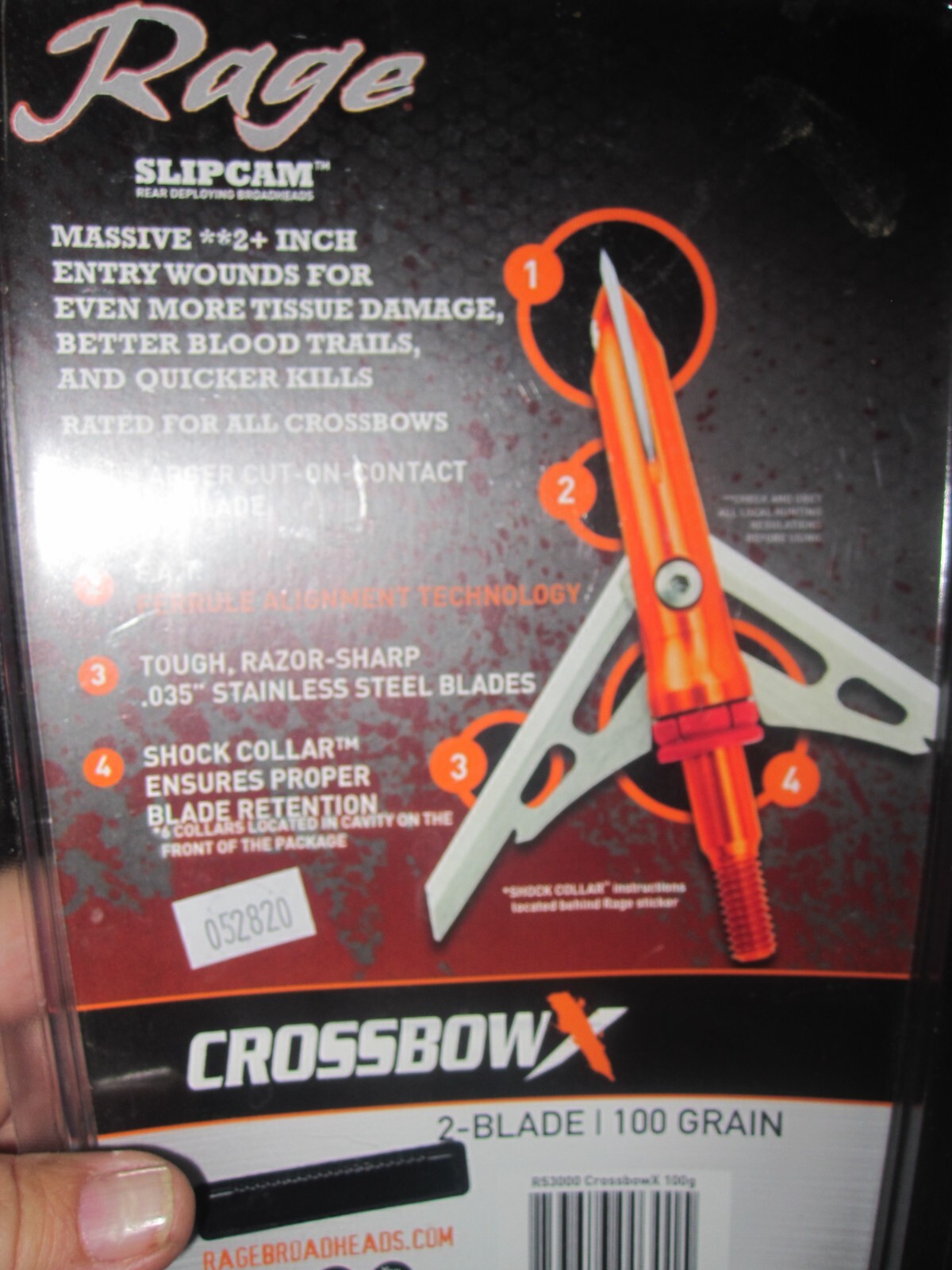 Rage R53000 Slipcam Rear Deploying Broadheads Crossbow X 2Blade 100