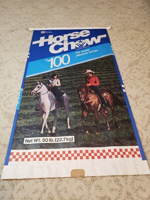 VINTAGE PAPER PURINA HORSE CHOW 100 FEED SACK BAG GREAT WALL ART!