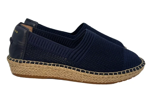 Cole Haan (Sz 7) Pinch Grand OS Slip On Shoes Navy Blue Canvas Round Toe