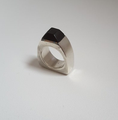 DANIEL ESPINOSA massiver 25,6 gr STERLINGSILBER ONYX RING Größe SMALL oder 5,5 oder K/L