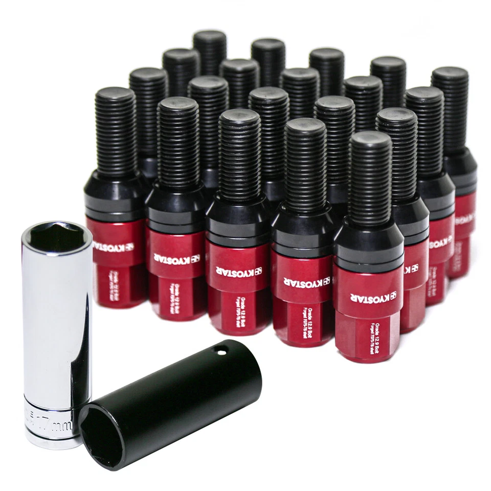 20 piezas perno de asiento cónico de extremo cerrado de aluminio M14 x1,5 23 mm para BMW 92-22 rojo Foto 2 de 4