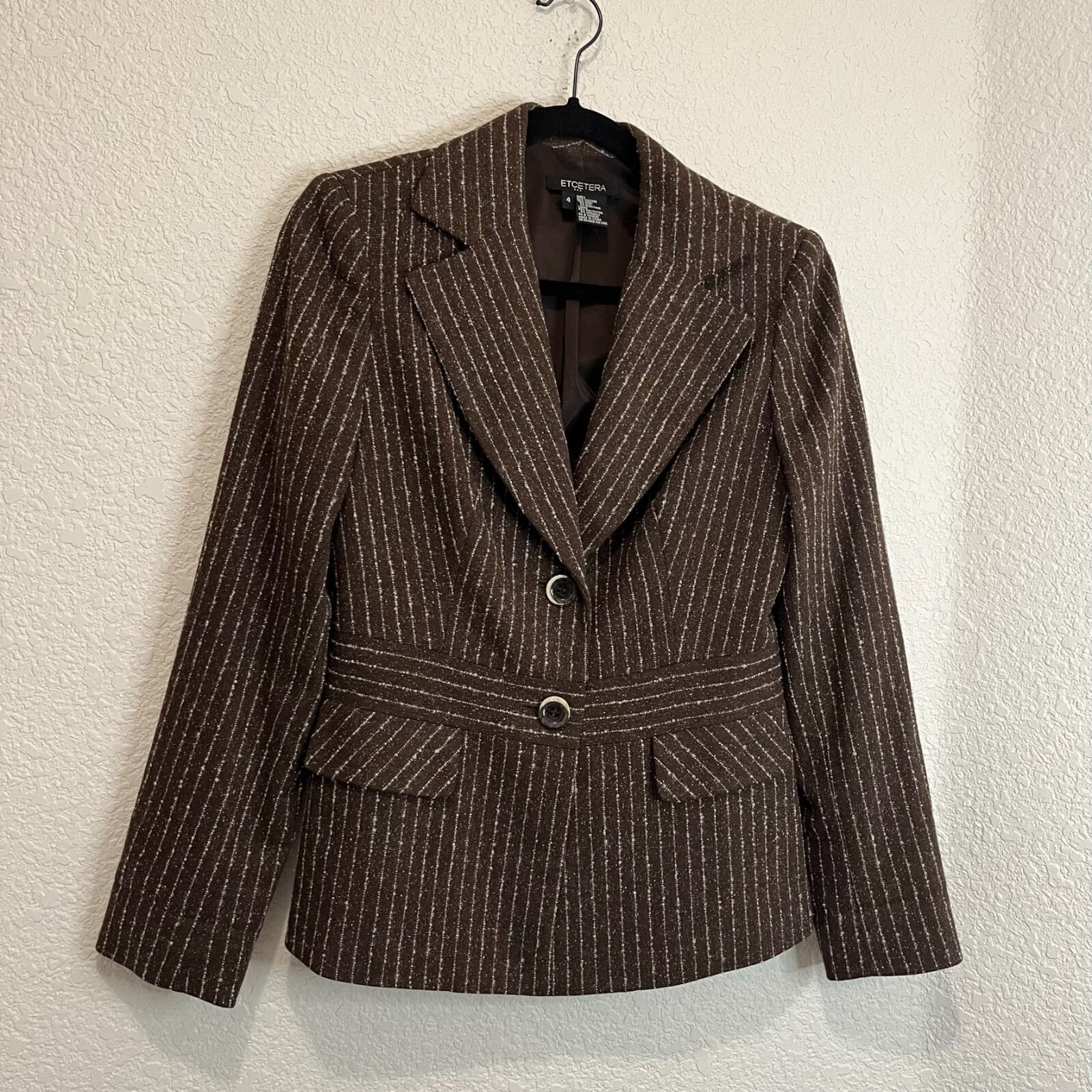 Etcetera Brown Striped Two Button Silk Blend Blaz… - image 9