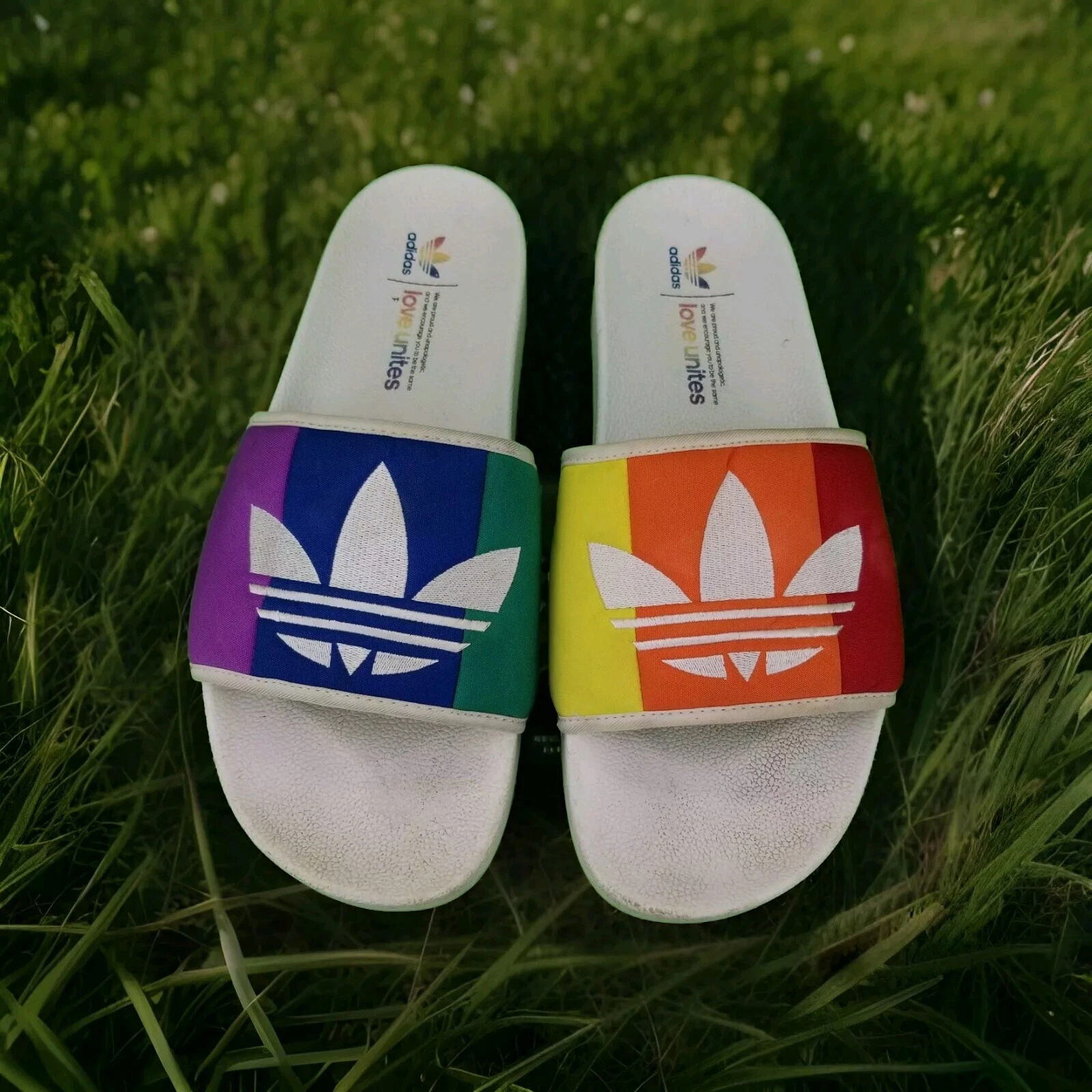 ✅Sandalo Adidas Original Adilette Uomo 12 Rainbow Pride Slides EF2317 Love Unites