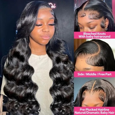 30Inch Body Wave Lace Front Wig Human Hair 13x4 13x6 Hd  display picture 1