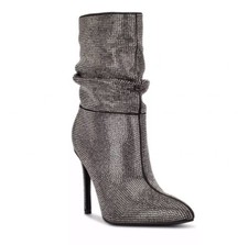 Nine West Women's Jenn Rhinestone Dress Booties Size 8 NWB PEWTER SHIMMER