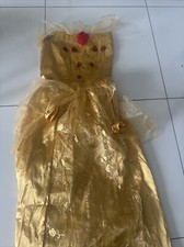 Ladies Golden Beauty Princess Fairy Tale Ball Gown Fancy Dress Costume Size M