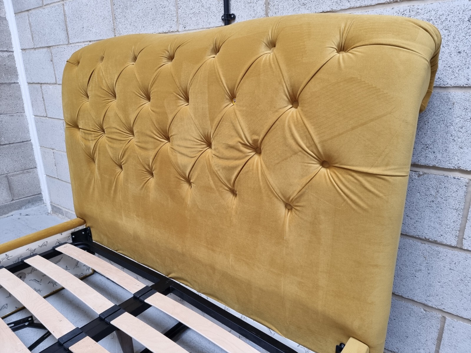 Joules DFS Windsor King Size Ottoman Storage Bed Frame In Yellow Velvet