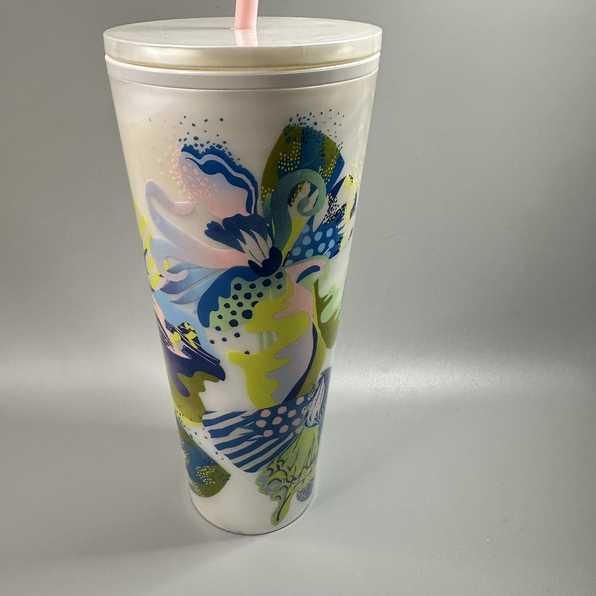 Starbucks Summer 2024 White Pearl Marble Floral Venti Cold