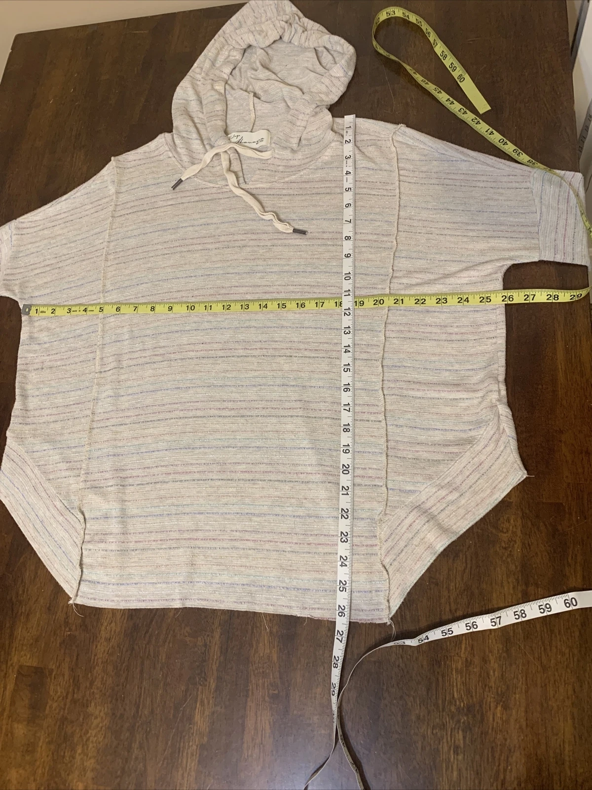 OFF WHITE Felpa con cappuccio a righe VINTAGE HAVANA top donna pullover maniche lunghe crema