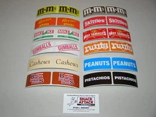 (24) VENDSTAR 3000 VENDING MACHINE RECTANGLE CANDY LABEL STICKERS - Free Ship!