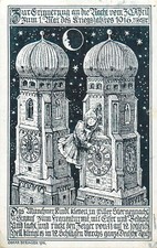 Germany Munich special postcard for introduction of daylight saving time 1916