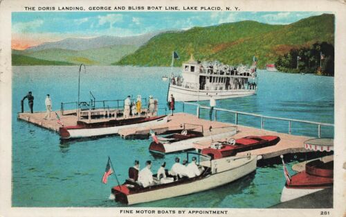 1930's NY Postcard Doris Landing, George & Bliss Boat Line Lake Placid NY321 - Picture 1 of 2