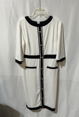 Women's Black/White Dress with Pearl Buttons Size XL | eBay