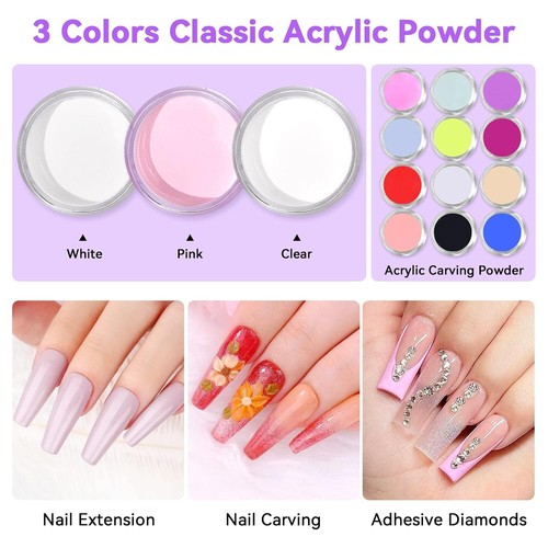 Professional Acrylic Nail Set with Drill, Polish & Portable UV Lamp - 12 Pcs - Picture 5 of 11