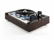 Revised TD 125 MKII Turntable Root Wood Veneer & Porsche Blue