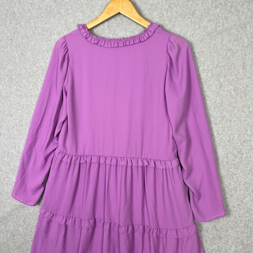 Witchery Dress Womens 6 XS Purple Mini Ruffle Tiered Long Sleeve Cocktail Party - Picture 12 of 18