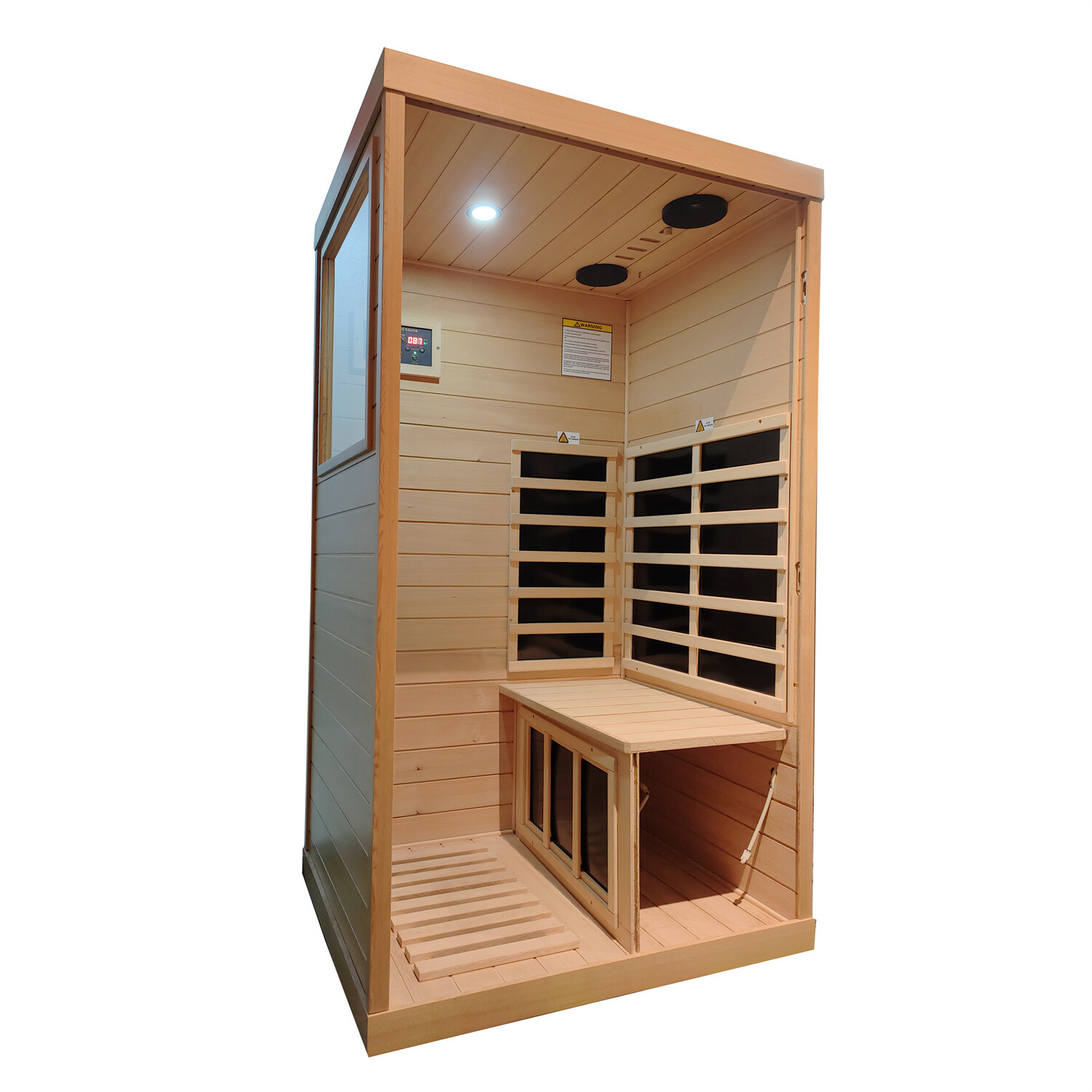 Sauna Room Home Saunas Spa for 1 Person Far Infrared 1050W Hemlock