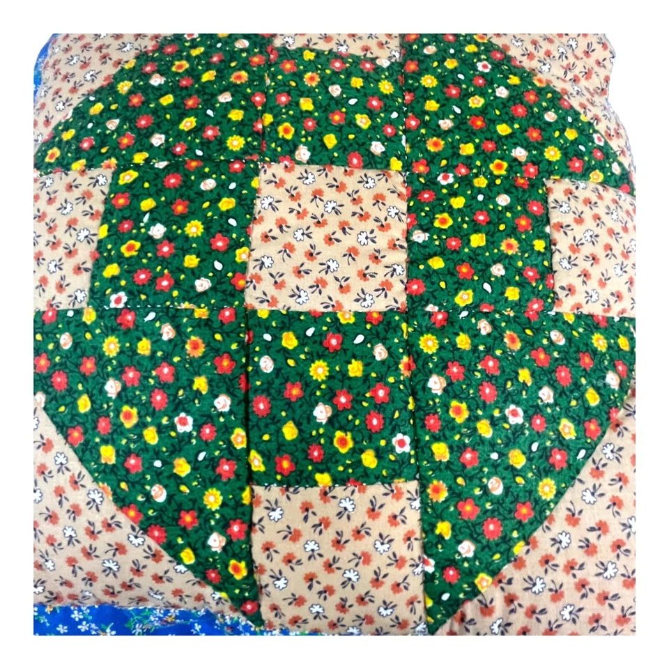 复古拼布绗缝多色枕头 13.5 英寸破旧波西米亚奶奶红 — 第 4/4 张图片