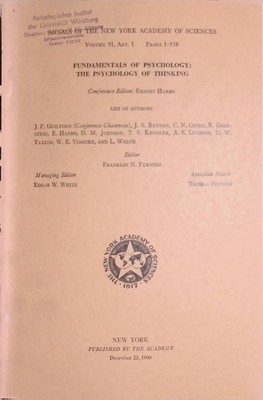 Basic Conceptual Problems in the Psychology of Thinking -in: Annals of the New Y