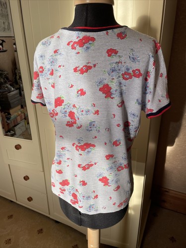 LAUREN Ralph Lauren Ladies Blue Floral Linen Blend Short Sleeve T Shirt Size M - Picture 6 of 9