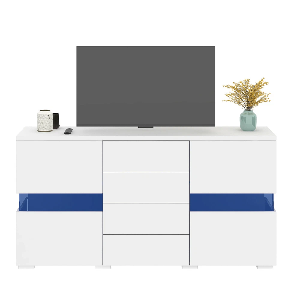 Hochglanz Sideboard mit LED-Leuchten Kommode Schrank Highboard Anrichte Weiß  - Bild 4 von 4