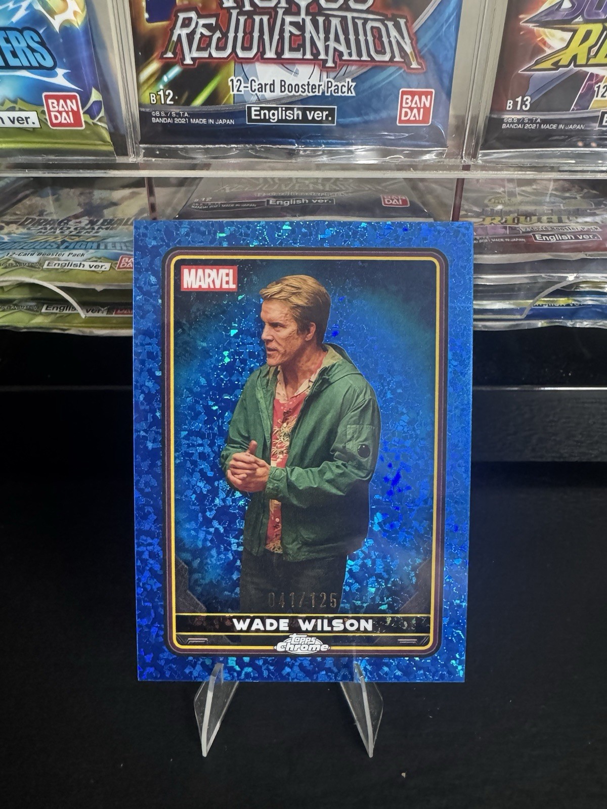 Wade Wilson 2025 Topps Chrome Deadpool Blue Mini-Diamond Refractor /125 #31