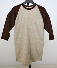 Vintage Russell Athletic Men's XL Heather Brown Raglan Sleeve Baseball T-shirt