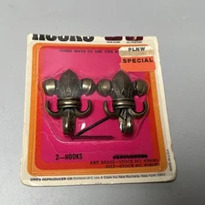 2 1960s MCM VTG Fleur De Lis Brass Metal Farmhouse Wall Hook Picture Key Hangers