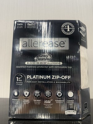 Allerease Twin Platinum Zip-Off Plush Top Waterproof Allergen and Bedbug