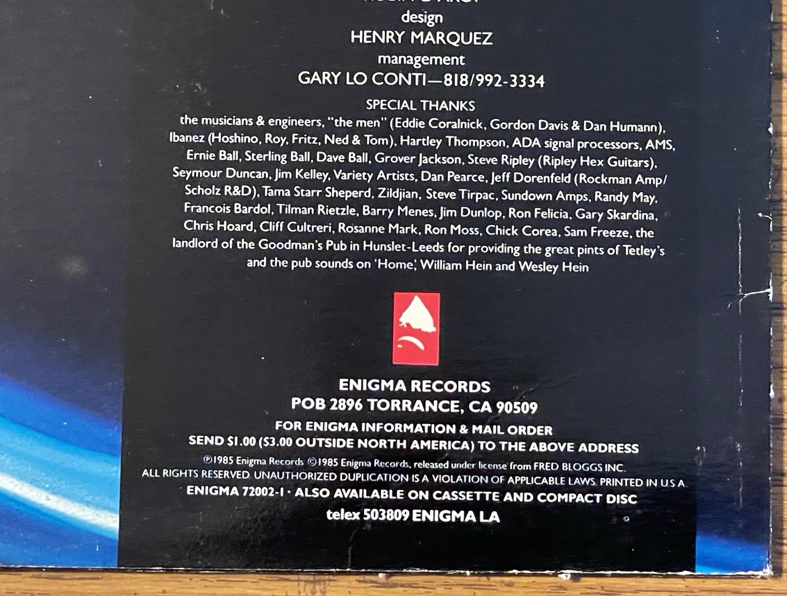 Allan Holdsworth with I.O.U. Metal Fatigue Vintage Vinyl LP 1985 Enigma Tested