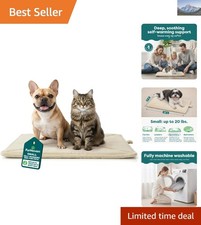 Plush Cream Self-Warming Dog Bed  Cat Mat - Small, Travel-Friendly and Washable