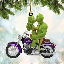 Personalized Naughty Couple  s Ride Together 2D Flat Acrylic Ornament For Biker