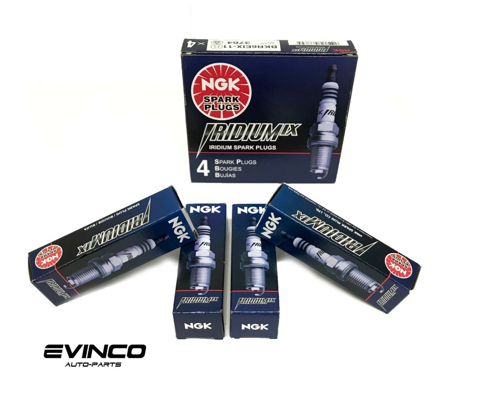 NGK Iridium Genuine IX Spark Plugs 3764 BKR6E1X11 Gapped Set of 4 Units