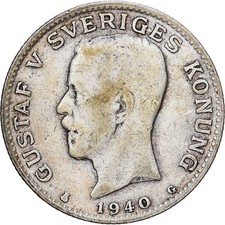 Schweden, Gustaf V, 1 Krona, 1940, Kungsholmen, Silber, SS, KM:75.3