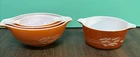 Vintage Pyrex Mixing Bowl Set Autumn Harvest Wheat Cinderella 441 442 443 474-B