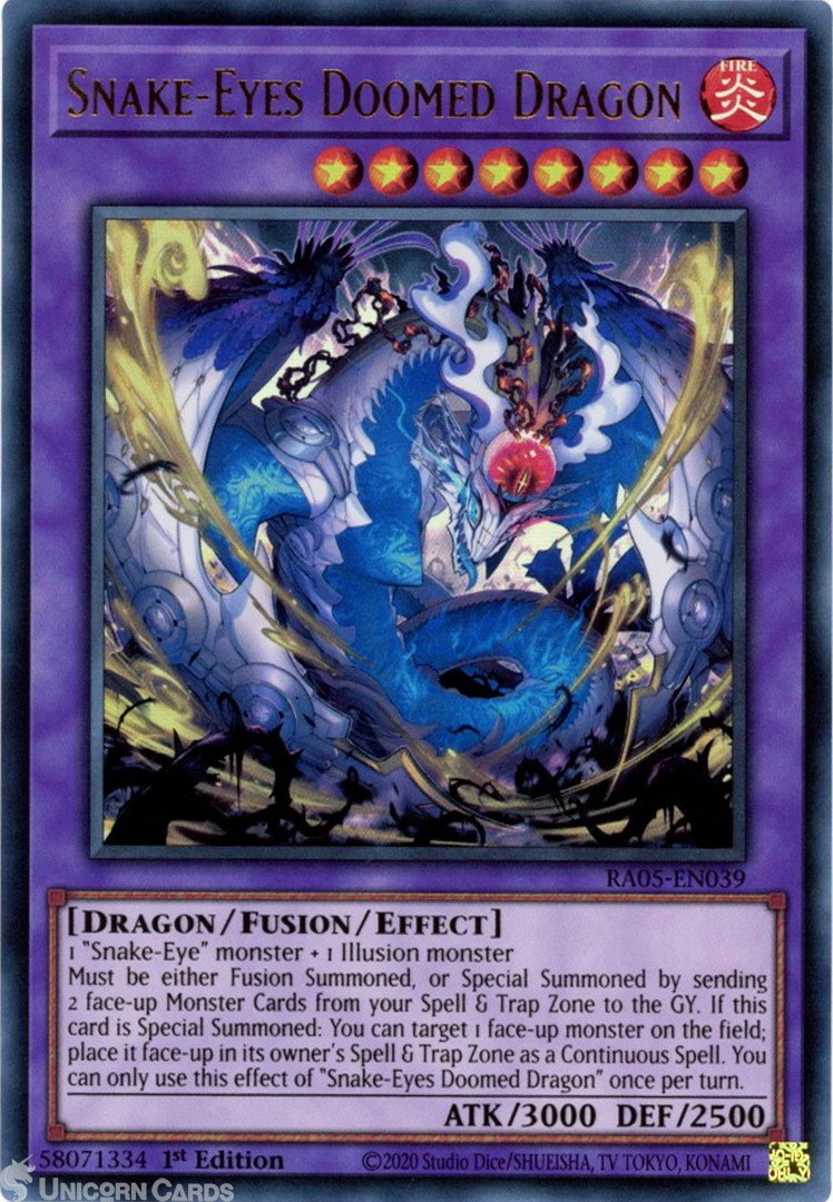 RA05-EN039 Snake-Eyes Doomed Dragon : Ultra Rare 1st Edition Mint YuGiOh Card
