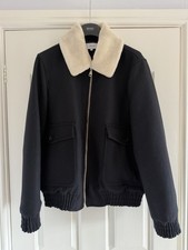 Reiss Navy Rivet - Zip Through Harring Jkt With Detachable Fur Collar - Size XL