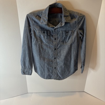 GAP Kids 1969 Boys Large Blue Denim Long Sleeve Button Down Shirt