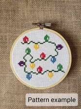 Counted Cross Stitch Christmas Holiday String of Lights Pattern