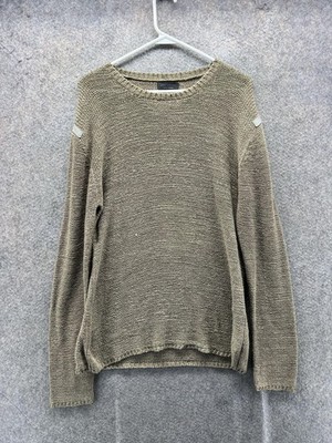 Adolfo Dominguez Sweater Womens 7 Green Chunky Knit Crew Neck Pullover Textured