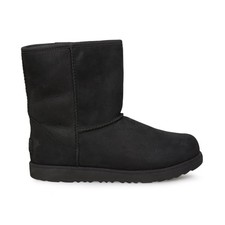 UGG CLASSIC SHORT II WATERPROOF BLACK SUEDE BOOTS YOUTH 6 FIT'S WOMEN'S 8 NEW