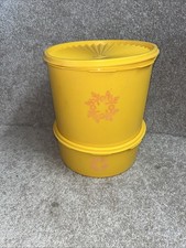 Tupperware Nesting Canisters 1970 Harves/Orange with Fig Tree Wreath Design