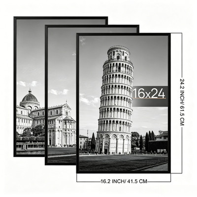 16x24 Picture Frame Black 3 Pack, Scratch-Proof Poster Frames