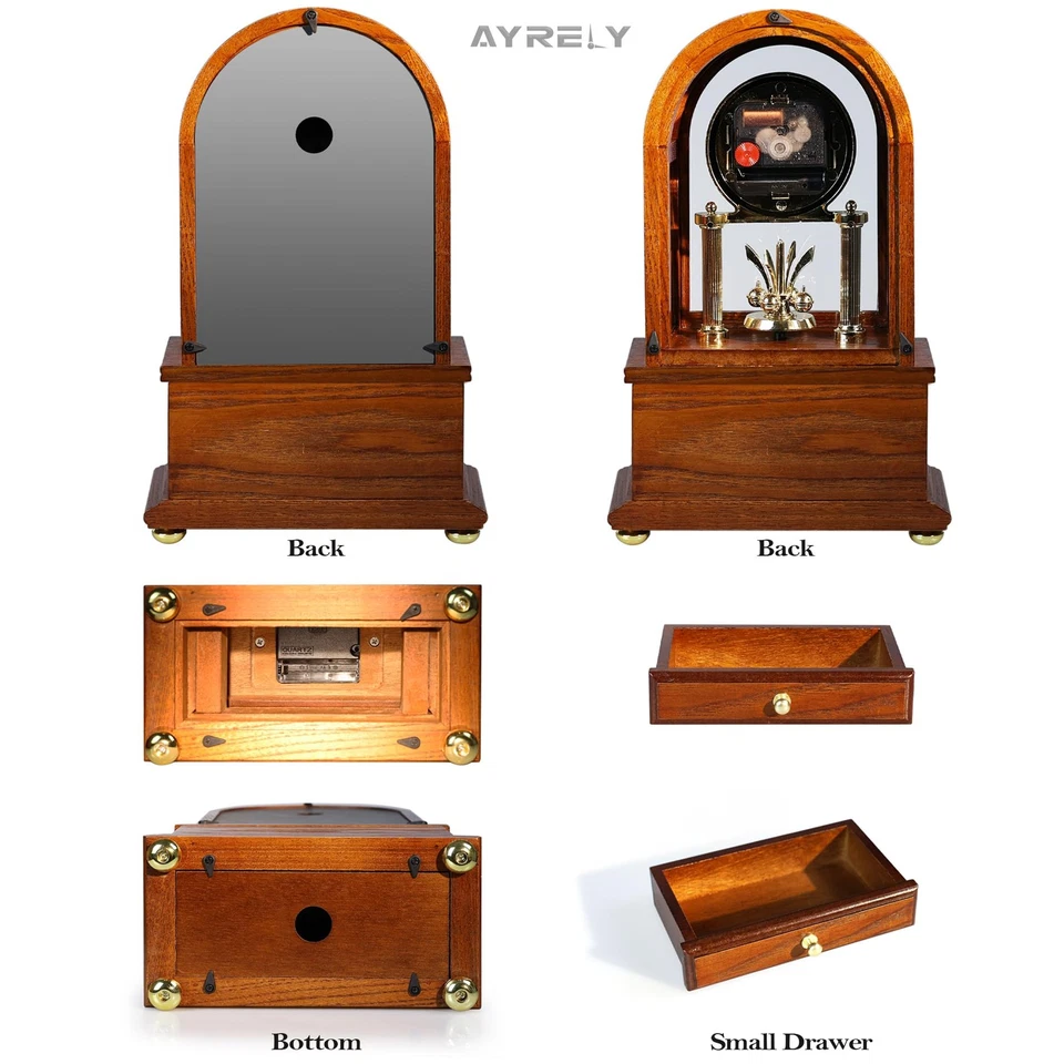 ® Wooden Table Anniversary Clock, Antique Shelf Clocks, Revolving Pendulum - Image 2 of 4