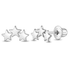 A Band of Stars Kids / Children's / Girls Earrings Screw Back - Sterling Silver