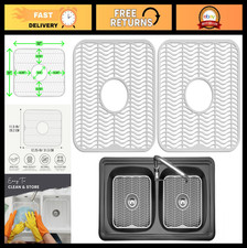 2 Pack Kitchen Sink Protectors - 12"x11" Plastic Dish Rack Mats, Stain Scratch