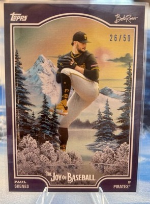 2025 Topps x Bob Ross the Joy of Baseball Paul Skenes #9 Prussian Blue /50