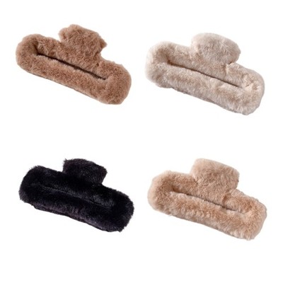 Large Size Plush Hair Claw Clip Multi Color Option Soft And Safe For Most Ages
