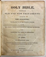 1853 Fowlston Surname Holy Bible Phinney & Co Buffalo New Lisbon New York NY (O)