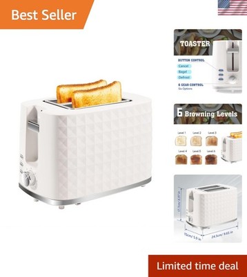 Versatile 2-Slice Toaster with Bagel, Defrost Functions & Removable Tray - Beige